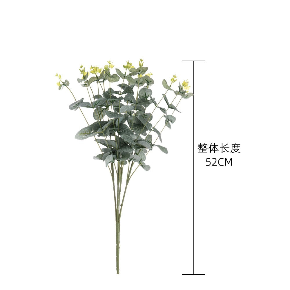 Eucalyptus & Money Leaf Artificial Floral Arrangement with Grass and Snapdragon - Lifelike Money String Decor MW16301