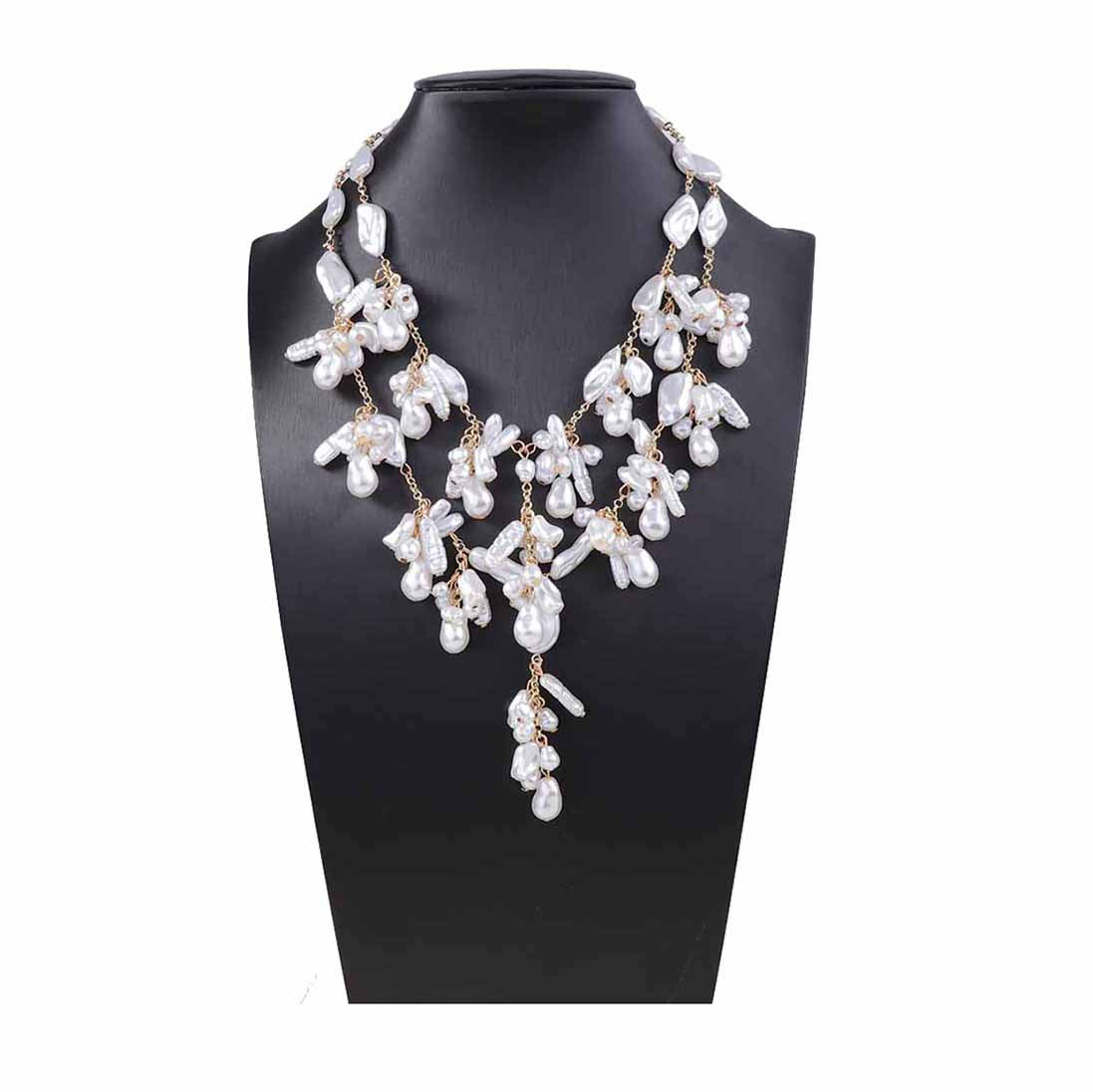 Elegant Spring Duo Set: Unique Irregular Faux Pearl Necklace for Women - Stylish Layered Baroque Design for Chic Occasions