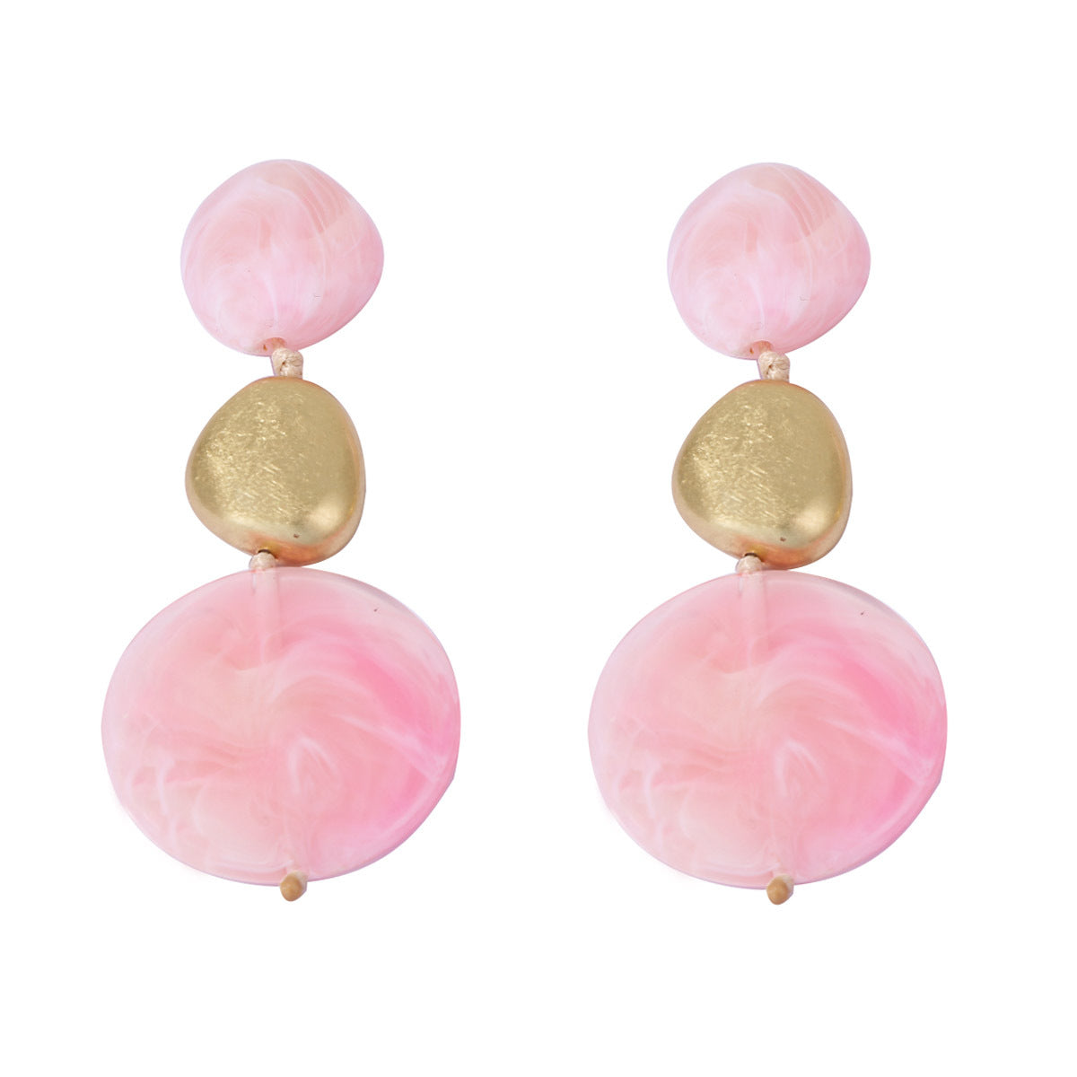 Stylish Minimalist Pink Beaded Geometric Earrings and Necklace Jewelry Set - Perfect for Any Occasion