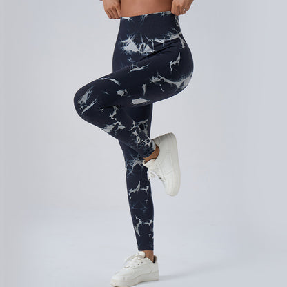 High Waisted Tie Dye Yoga Pants for Women Butt Lifting No Show Seam 3 4 Length Leggings for Comfort and Performance