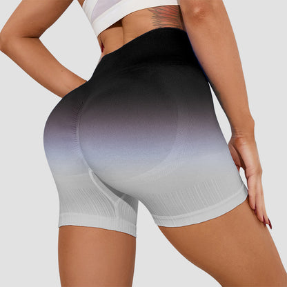 High Waisted Gradient Yoga Shorts for Women Ultra Stretch Sculpting Butt Lifting Activewear for Running and Fitness