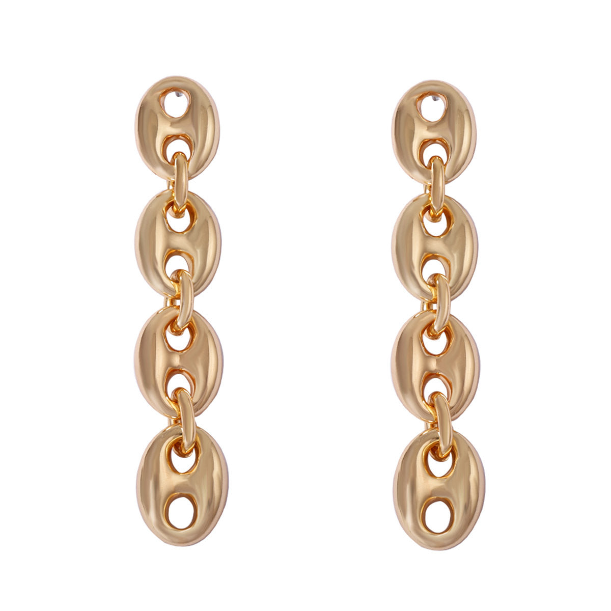 Chic Minimalist CCB Geometric Pig Snout Long Drop Earrings – Versatile, High-End Feel, Perfect for Casual Outfits