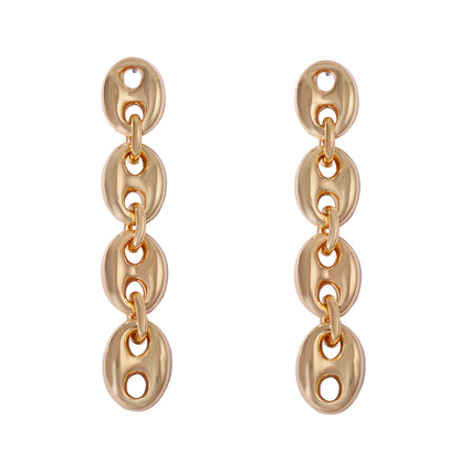 Chic Minimalist CCB Geometric Pig Snout Long Drop Earrings – Versatile, High-End Feel, Perfect for Casual Outfits