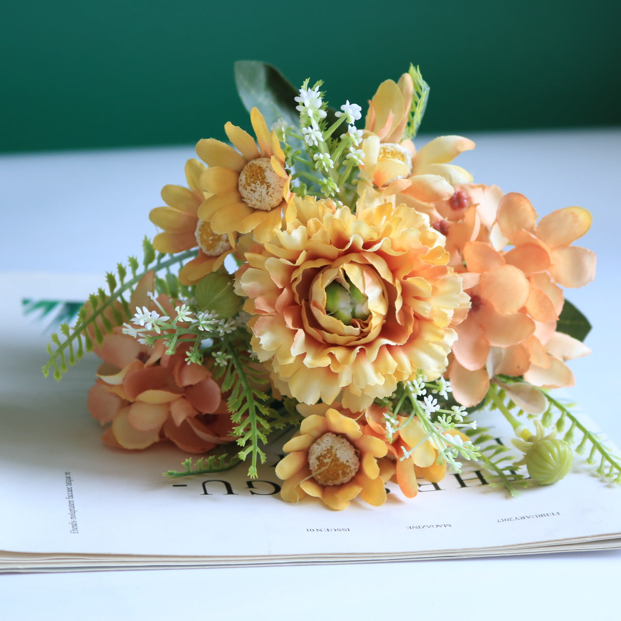 Beautiful Artificial Floral Arrangement Featuring Hydrangeas, Peonies, and Daisies for Wedding Photography Props and Elegant Home Decor – Lifelike Faux Flower Bouquet for a Rustic Chic Aesthetic