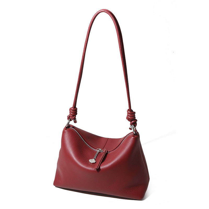 Genuine Leather Drawstring Shoulder Bag for Women Spacious and Crossbody Handbag