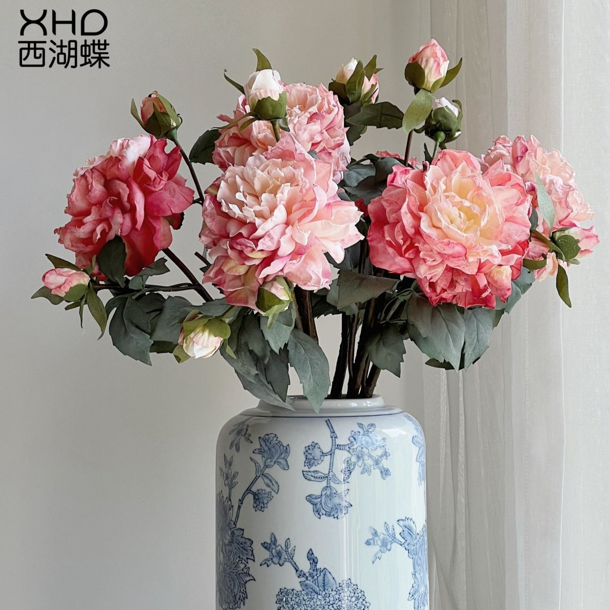 Stunning Faux Peony Flowers with Oil Painting Edges - Realistic 3-Head Home Decor Accents for Weddings and Events