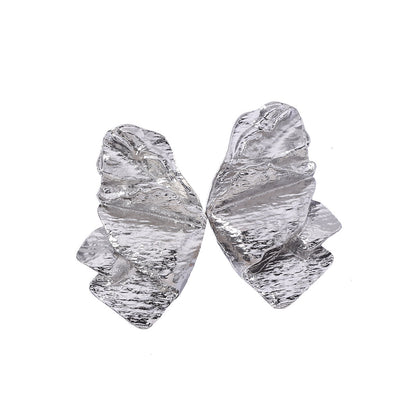 Trendy Abstract Twisted Pleated Irregular Petal Earrings - Exquisite Statement Butterfly Studs with a High-End Design Appeal