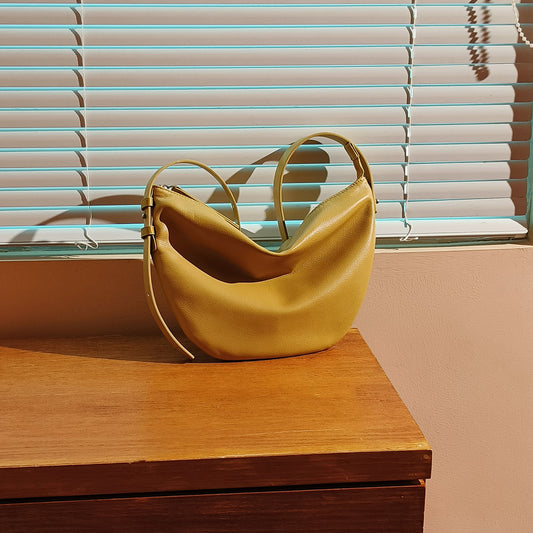 Chic Minimalist Solid Color Leather Crossbody Bag for Women Unique Design and Comfortable Everyday Use