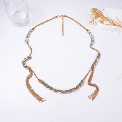 Chic Minimalist Layered Metal Chain Tassel Pendant Necklace - Trendy Casual Accessory for Effortless Style