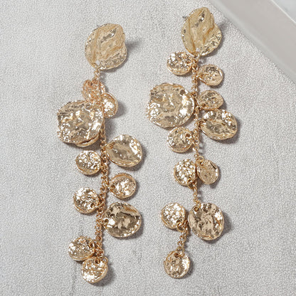 Chic Vintage-Inspired Long Geometric Round Drop Earrings for Women - Perfect for Parties and Evening Events