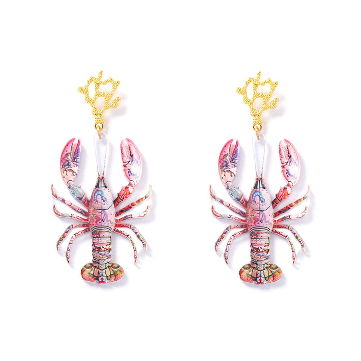 Stylish Vacation Vibe Acrylic Exaggerated Crawfish Drop Earrings – Trendy and Versatile Women's Jewelry