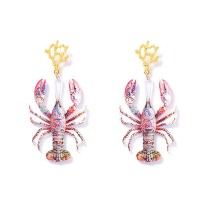 Stylish Vacation Vibe Acrylic Exaggerated Crawfish Drop Earrings – Trendy and Versatile Women's Jewelry