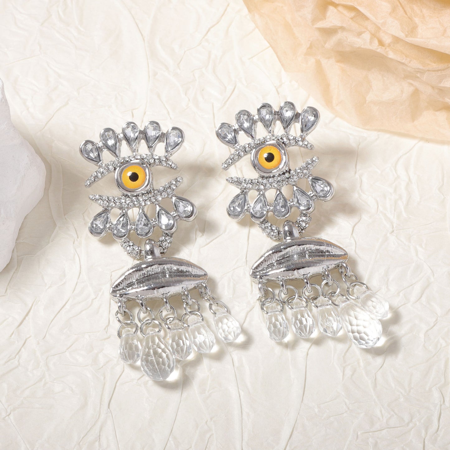 Chic Vintage-Inspired Tassel Earrings with Luxurious Feel - French Fashionable Devil Eye Drop Earrings for a Unique Style