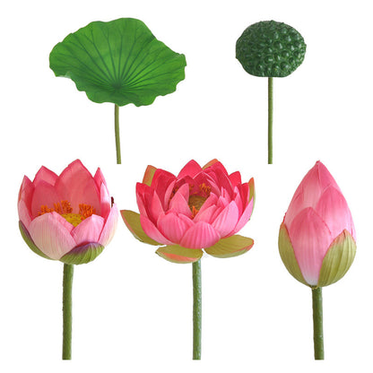 Realistic Lotus Flower Artificial Arrangement - Soft Silicone Faux Lotus with Lush Leaves for Stunning Home Décor, Wedding Centerpieces, and Garden Decorations