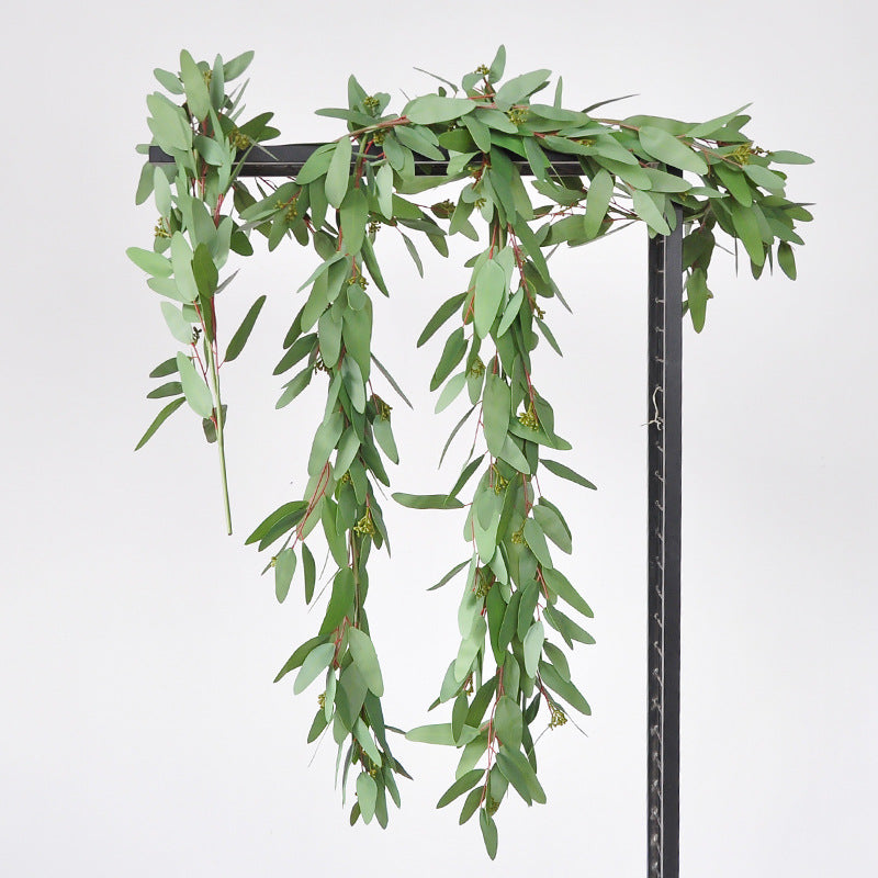 190cm Realistic Eucalyptus Vine with 3D Printed Double-Layer Leaves - Ideal Decorative Wall Hanging Plant for Home or Office