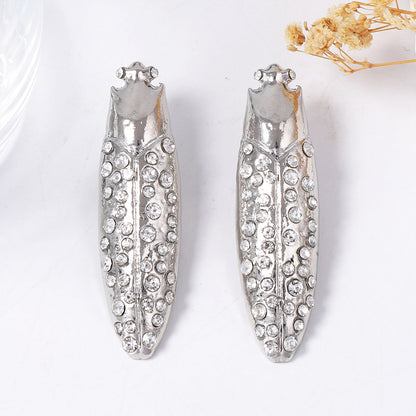 Chic Minimalist Alloy Insect-Themed Ear Studs for Women | Sparkling Micro-Set Zirconia | Unique Design for Effortless Elegance