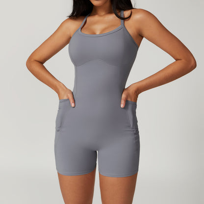 Slim Fit Backless Yoga Jumpsuit with Built In Bra Pads Quick Dry Sports Activewear for Comfort and Style Model 8671