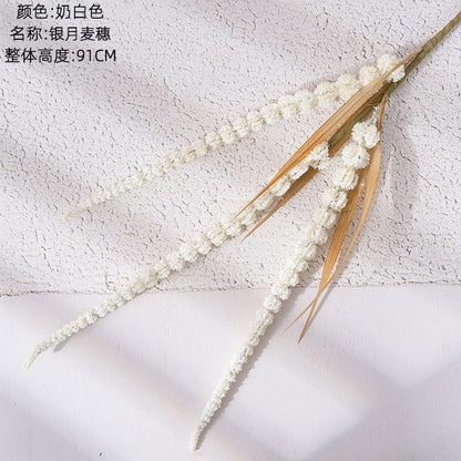 Realistic Wheat Spike Faux Flowers - Elegant Greenery for Wedding Decor, INS Style, Perfect for Home and Event Decorations - Model MW09103