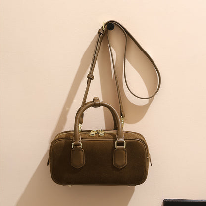 Luxury Korean Inspired Suede Leather Tote Bag Spacious High End Handbag for Business and Commute Versatile Crossbody Design Authentic Leather Women's Bag