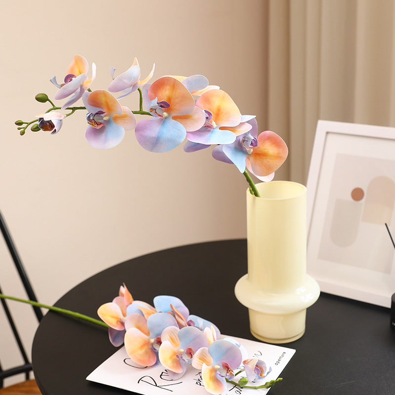 Realistic 3D Printed 9-Head Macaron Phalaenopsis Orchid - Elegant Luxury Home Décor Floral Arrangement for Stylish Model Rooms