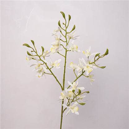 Zen-Inspired Tea Room Decorative High-Quality Artificial Single Stem Milan Orchid Flower Arrangement - Perfect Home Accent & Educational Floral Display