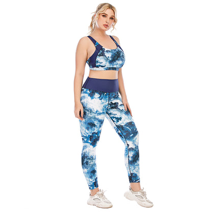 Plus Size Fitness Apparel Set Yoga Clothes with Compression Leggings and Sports Bra for Maximum Comfort and Support