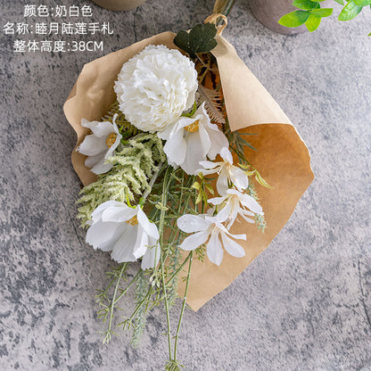 Mutsuki Arranged Artificial Flowers - Realistic Floral Home Decor for Weddings & Events | Handheld Bouquets, Wall Decorations, Elegant Roses CF01391