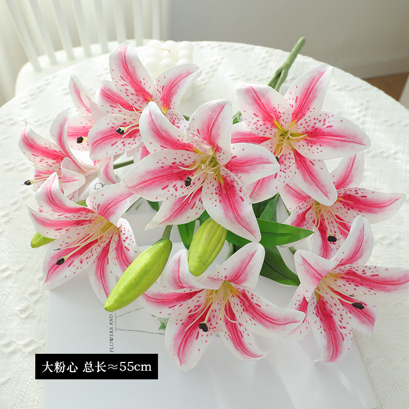 Realistic Faux Lily Wedding Bouquet - 9-Head Faux Floral Arrangement for Stunning Wedding Decorations, Hotel Centerpieces, and Event Styling