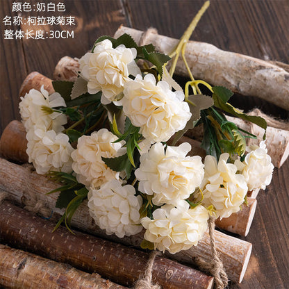 Stunning Faux Flower Bouquet - Small Mums Decorative Arrangement for Home Decor & Wedding Handheld Flowers - Perfect for Wall Plant Decorations - MW55502