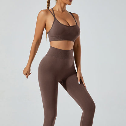 Yoga Outfit Set Beautiful Back Yoga Tank Top with High Waisted Fitness Leggings for Outdoor Sports Active Lifestyle