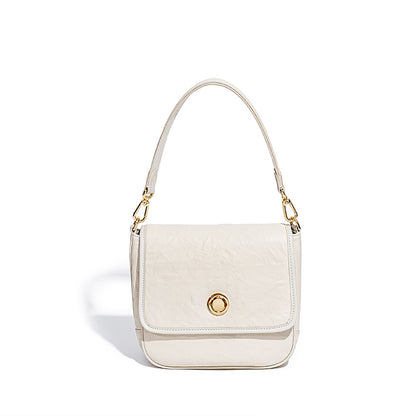 Chic Designer Pleated Tote Bag with Dual Shoulder Straps Quality Grain Leather Handbag Versatile Crossbody and Shoulder Style