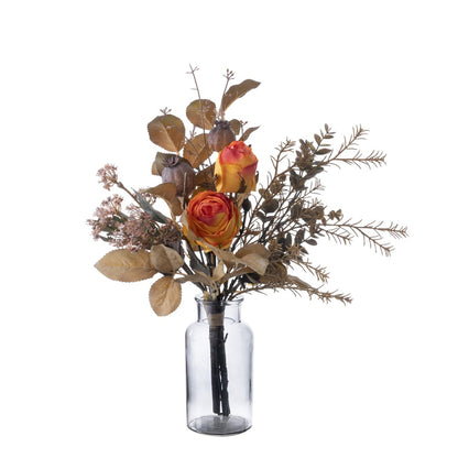 Artificial Rose Bouquet – Realistic Dried Floral Arrangement for Home Decor, Wedding Handheld Display, and Wall Hanging – CF01278