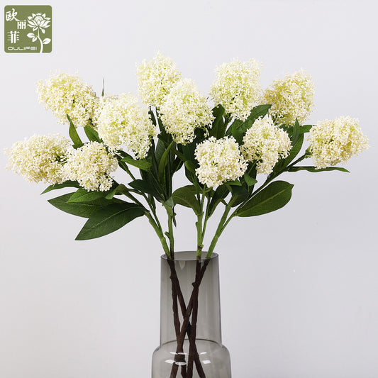 Realistic Yucca Berry Faux Flower - Single Stem Wooden Hydrangea Decorative Accent for Indoor Decor, Perfect for Weddings and Event Floral Arrangements