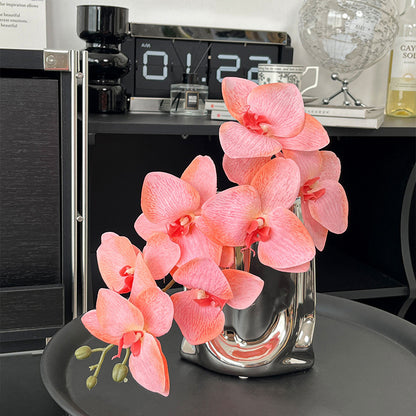 Luxurious 3D Realistic Orchid Simulation Flowers - Elegant Silk Fabric Beauty Decor for Sophisticated Home Styles