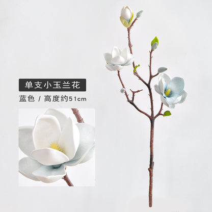 EVA Cotton Magnolia Flower – Lifelike 3-Head Artificial Floral Arrangement for Elegant Tea Rooms and Living Rooms