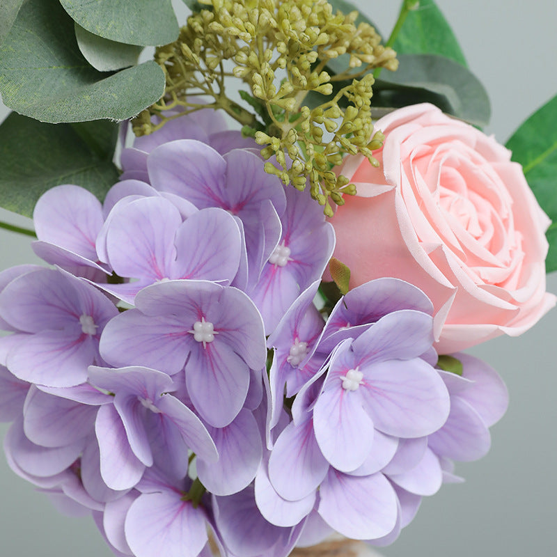 Stunning Nordic-Inspired Eucalyptus Faux Flower Bouquet with Realistic Rose and Hydrangea Accents - Perfect for Weddings, Handheld Bouquets, and Charming Hall Décor