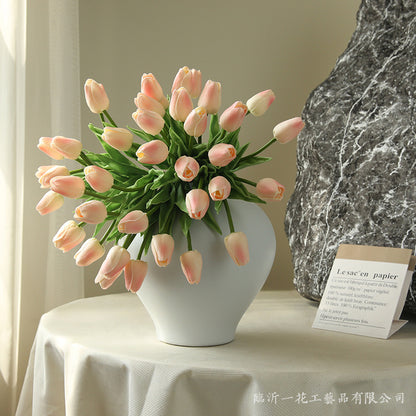 Single Stem Miniature Tulip - Realistic PU Faux Flower for Home Décor, Photography Props, and Elegant Table Centerpieces