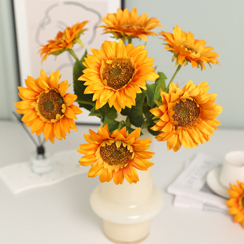 Single Stem Silk Sunflower – Realistic Faux Flower for Home Décor, Wedding Decorations, and Outdoor Landscaping Props