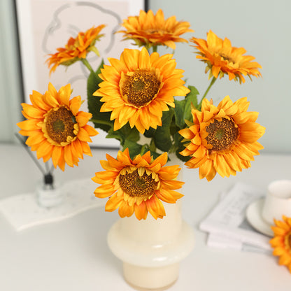 Single Stem Silk Sunflower – Realistic Faux Flower for Home Décor, Wedding Decorations, and Outdoor Landscaping Props