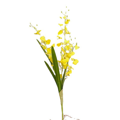 Realistic 3-Prong Gold Butterfly Orchid Artificial Flowers | Perfect for Home Décor, Living Room Centerpieces, Dining Table Arrangements, Wedding Celebrations, and Event Styling