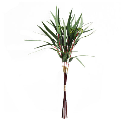 Elegant Faux Greenery Bundle with Willow Leaves - Luxurious Double-Layer 3D Printed Eucalyptus Leaf Floral Arrangement Material