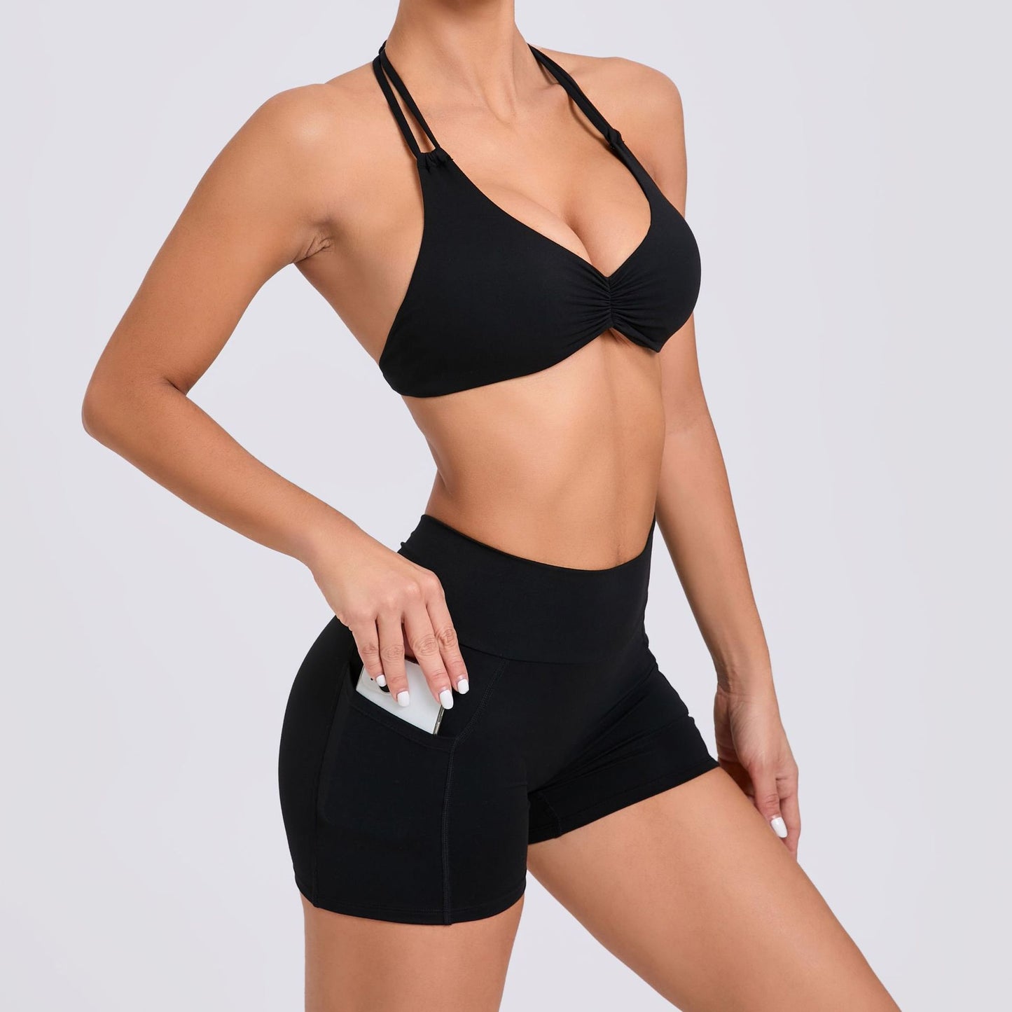 Summer Adjustable Quick Dry Tight Fitting Yoga Set with Beautiful Back Design Fitness Outfit for Running and Workouts