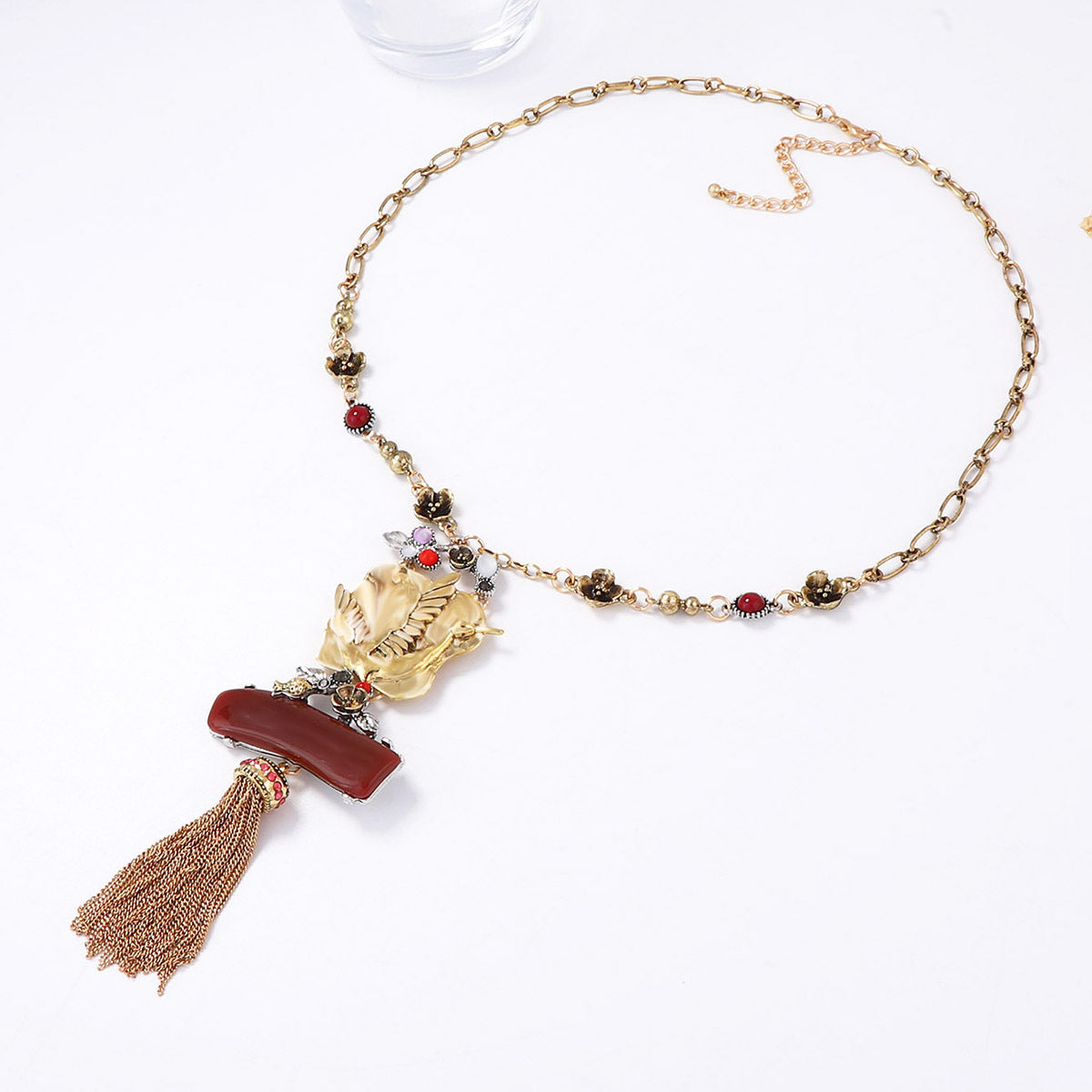 Bohemian Vintage-Inspired Alloy Statement Necklace with Exaggerated Bird Tassel Pendant – Unique Women's Fashion Accessory