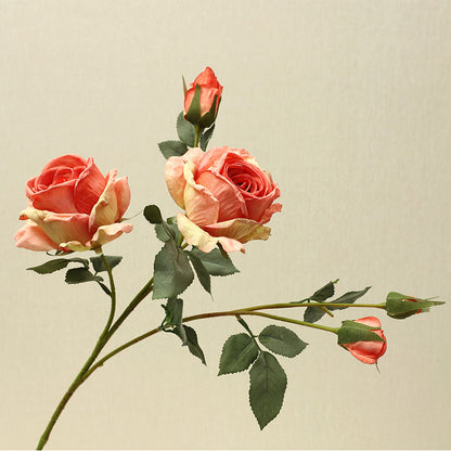 5-Head Oil Painting Rose Artificial Flowers - Elegant European Style Home Decor Bouquet for Living Room Decoration