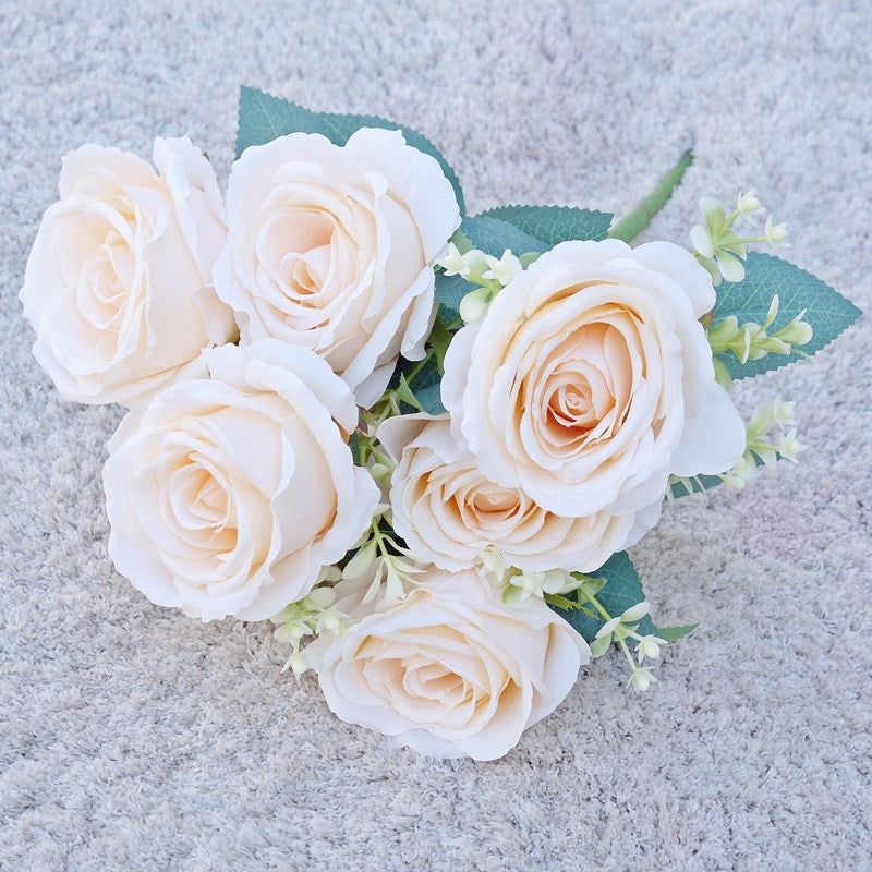 Stunning 7-Head Ice Snow Artificial Rose Bouquet - Perfect for Home Decor, Photography, Weddings, and Bridal Bouquets