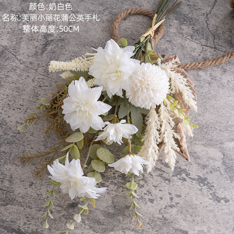 Fuli Xiaoli Elegant Dandelion Handheld Bouquet - Stunning Faux Floral Decoration for Walls and Events (CF01351) | Perfect for Home Décor, Weddings, and Special Occasions