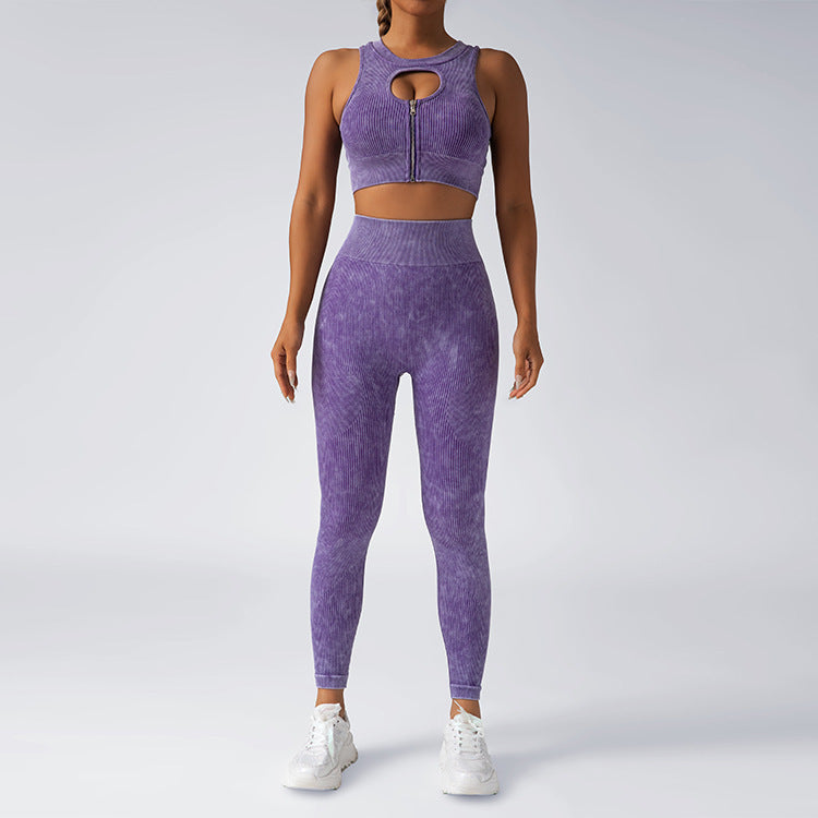 Seamless High Waisted Peachy Yoga Set for Women Zippered Sportswear with Matching Sports Bra Leggings for Comfort and Performance