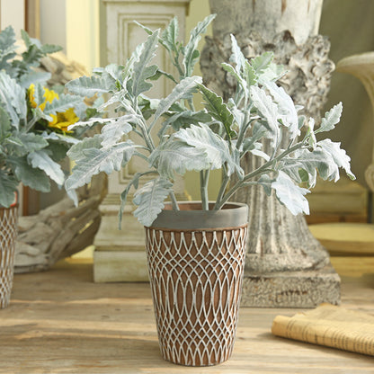 Stylish North American European-Style Faux Plant Arrangement with Velvety Silverleaf Daisy - Perfect Decorative Desk Piece for Home & Office