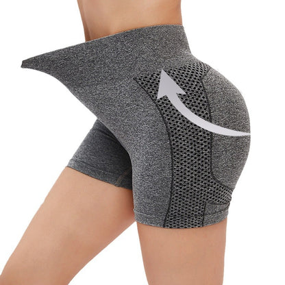 Seamless Hollow Outdoor High Waisted Butt Lifting Yoga Shorts Quick Dry Training Fitness Shorts for and Performance