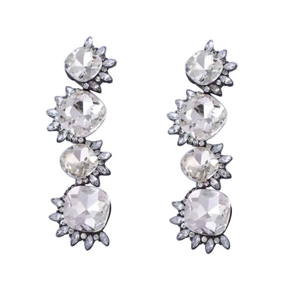 Dramatic Chic Geometric Alloy Zircon Stone Inlaid Square Dangle Earrings – Perfect for Parties and Special Events